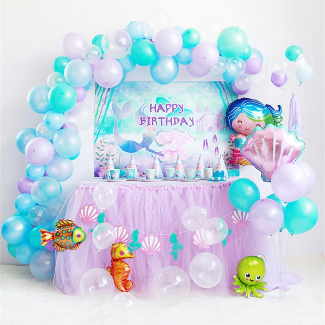 Birthday Party Balloon Decoration Mermaid Theme Design Craft