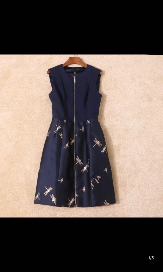 BNWT Authentic Ted Baker Dragonfly Embroidered Dress Women s Fashion Tops Sleeveless on Carousell