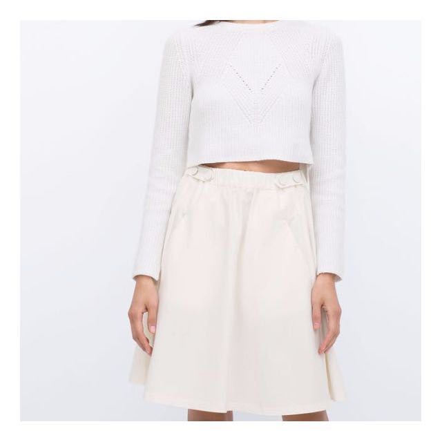 BNWT Zara White Circle Skirt White Size M