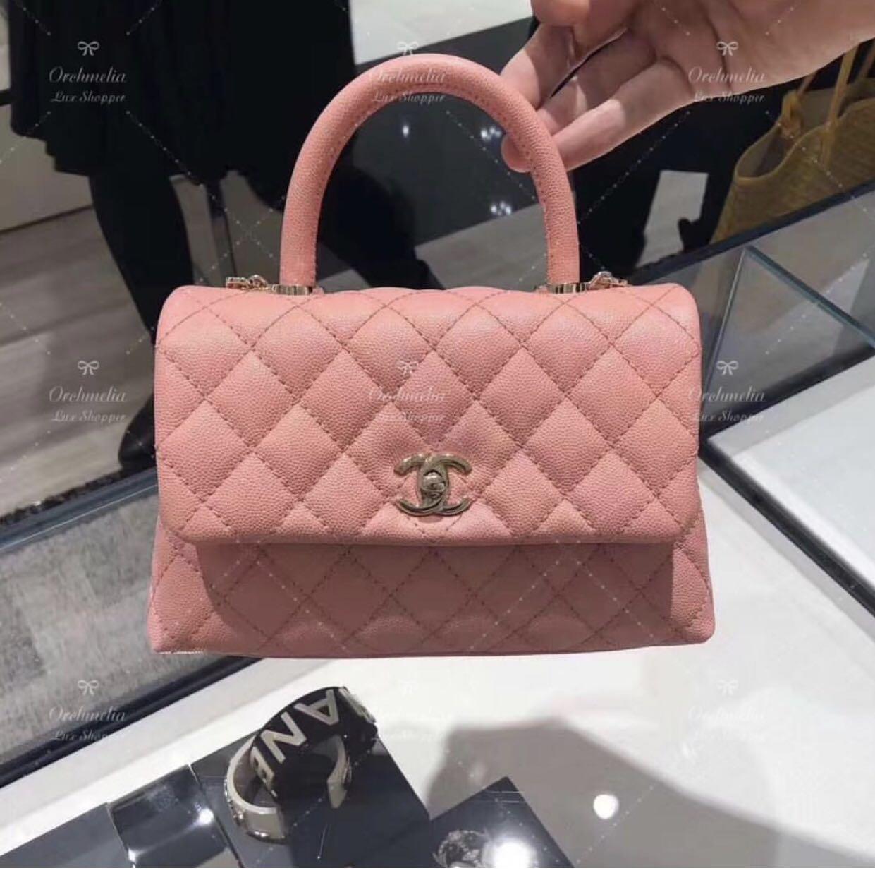 Chanel Coco Handle mini Bag in salmon Pink LGHW 19P, Luxury, Bags & Wallets  on Carousell