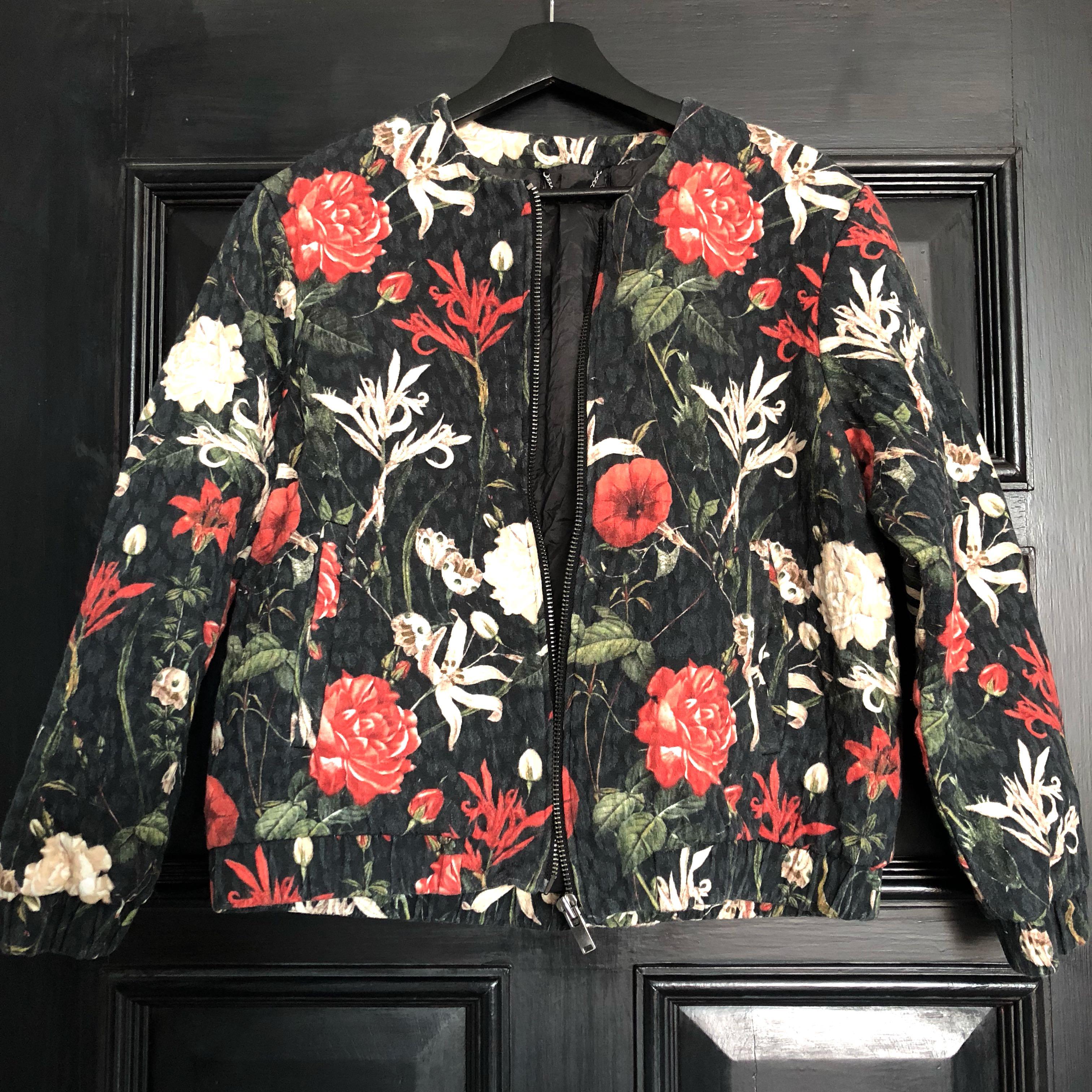 floral bomber jacket womens