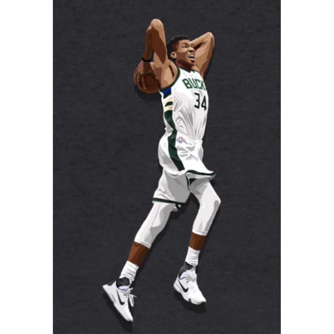 Giannis Antetokounmpo Dunking Cartoon T Shirt Men S Fashion Clothes Tops On Carousell