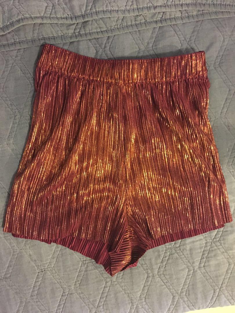 gold high waisted shorts