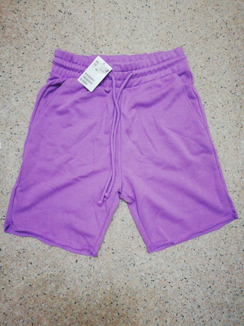 mens purple sweat shorts