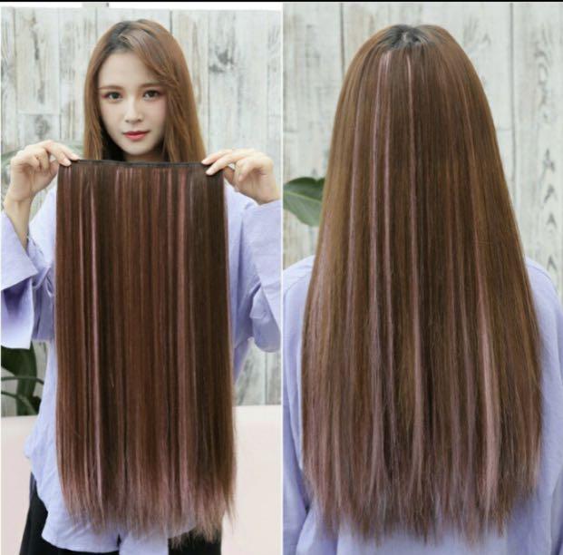 Instock Two Tone Ombre Dip Dyed Clip On Straight Hair Extensions