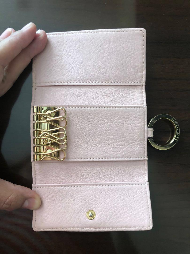 Michael Kors Jet Set Small Zip Coin Wallet Key Ring Card Holder Blush Pink   eBay