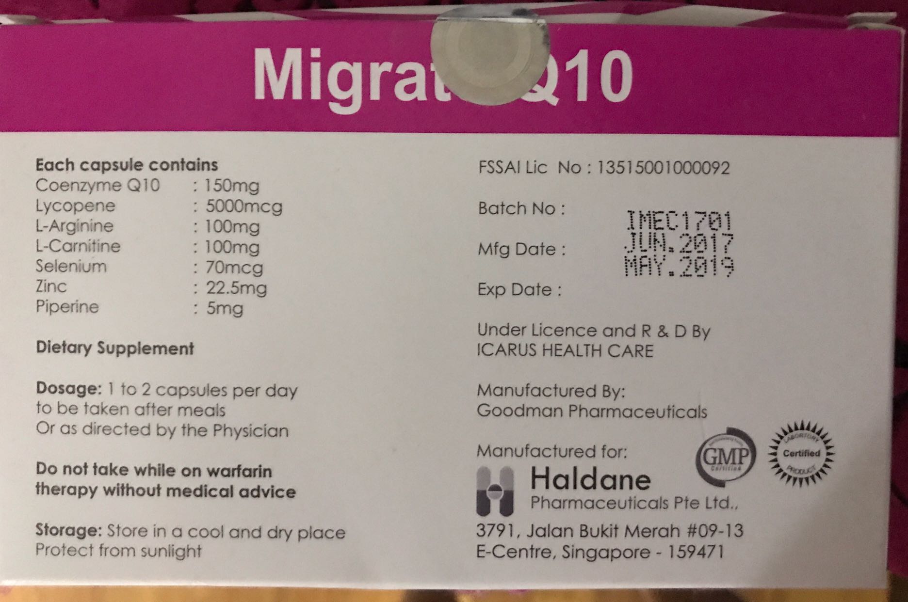 migrate q10 expire may 2019 babies