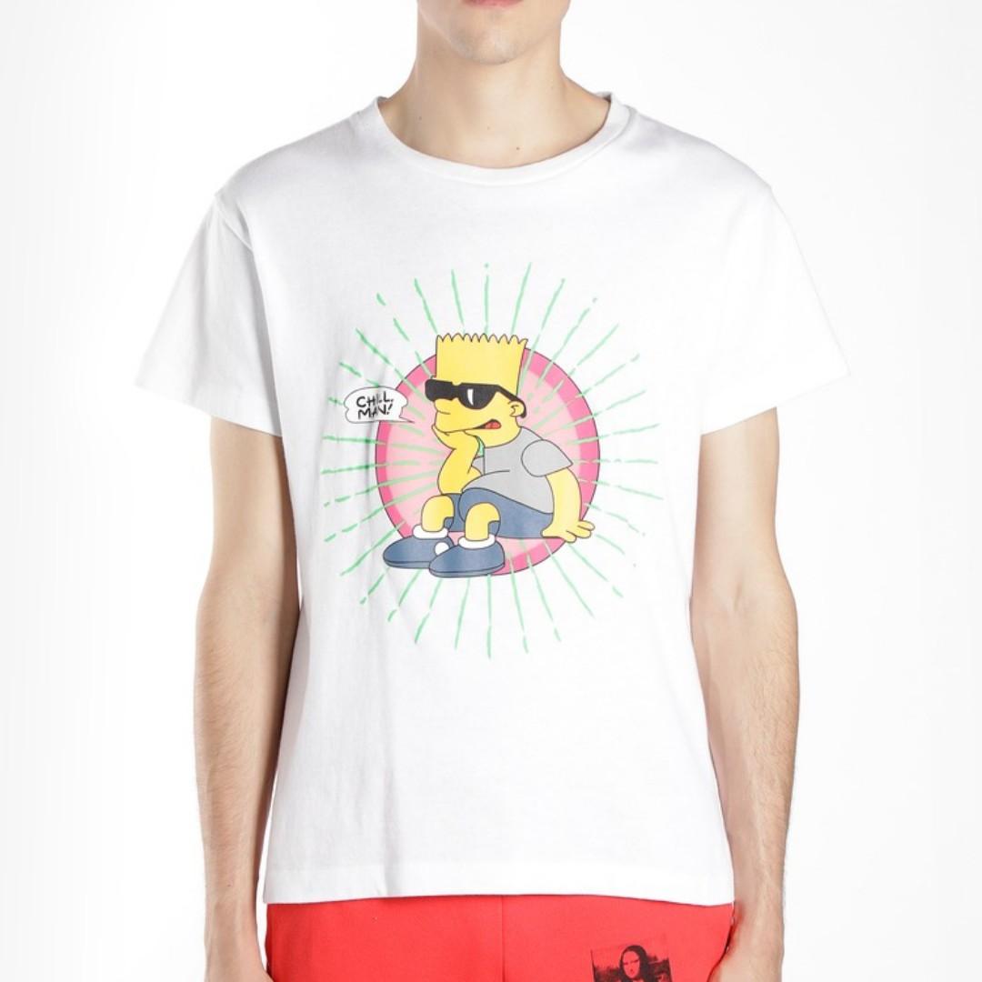 Off White SS19 Bart Simpson Glasses Slim Tee Men s Fashion Tops