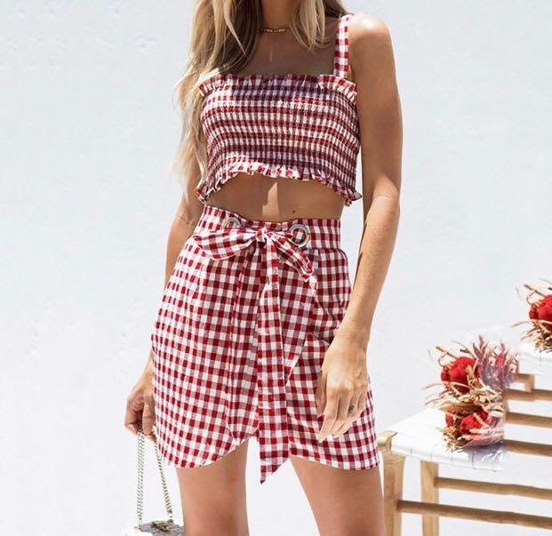 checkered two piece set