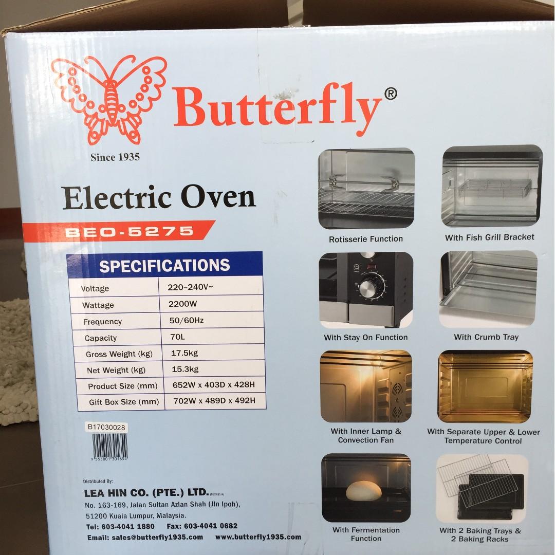 Brand New Used Less Than 10 Times Butterfly Electric Oven Beo 5275 70l Kitchen Appliances On Carousell