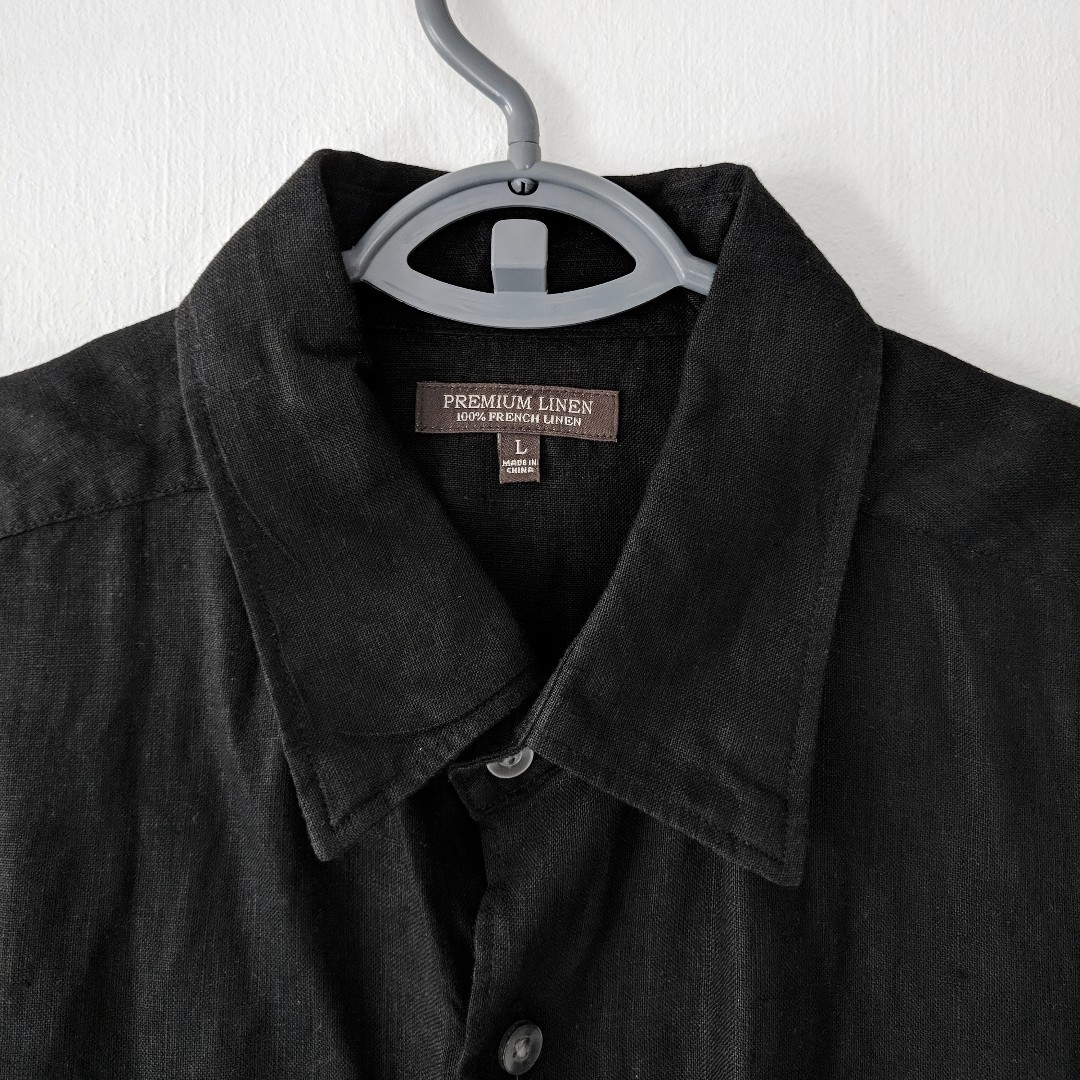 Uniqlo black linen shirt Clearance