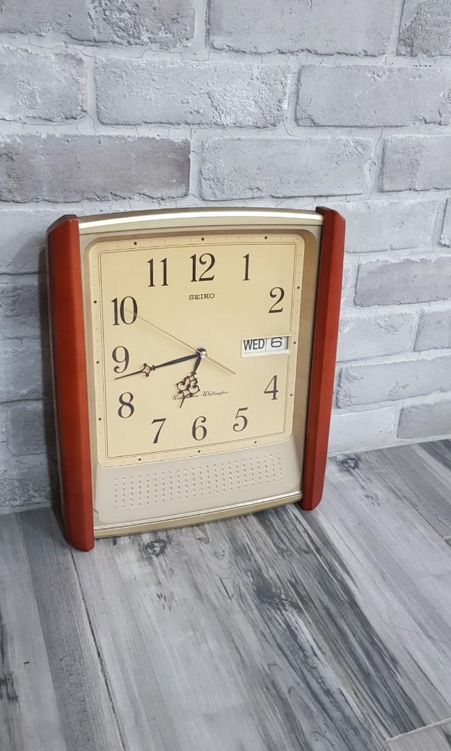 Vintage Seiko Wall Clock With Chime Day And Date Westminster Whittington Electronics Others On Carousell