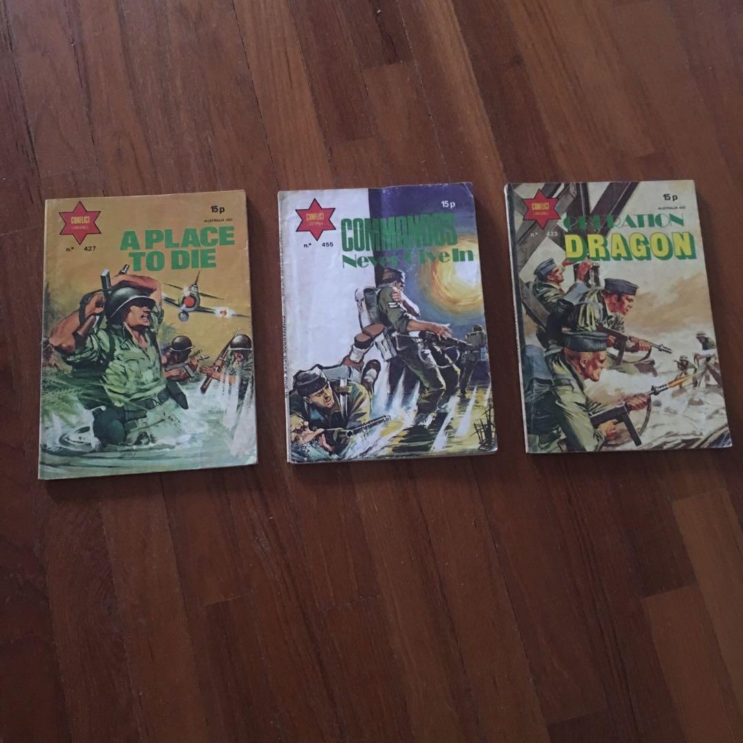 War comics (Category: Vintage Collectibles) located in Singapore. Submitted by harryoh (Listing ID 213633547, Image 2). Description: War picture library Battle picture library Conflict library Commando Amazing collection of mine Since childhood til now All from 1970s-1980s Inspiring army and war comics Wonderful artist drawing in black and white .