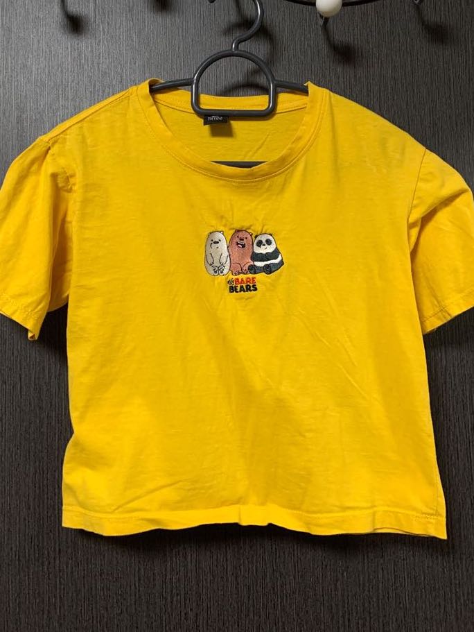 yellow shirt crop top