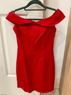 Janeth Dress In Red (MGP) Off shoulder 