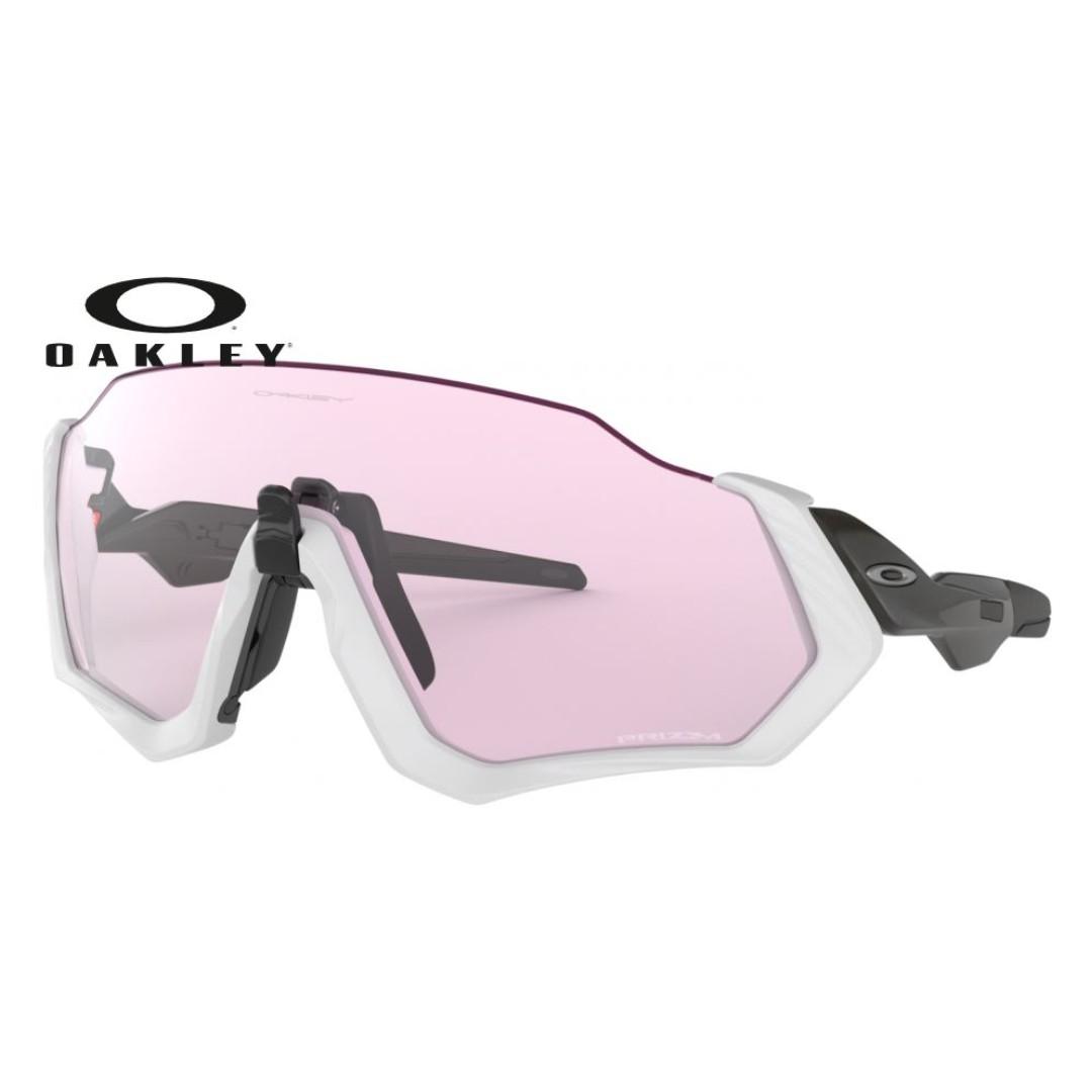 Authentic Oakley Flight Jacket Sunglasses White Prizm Low Light Lens Sports Sports Apparel On Carousell