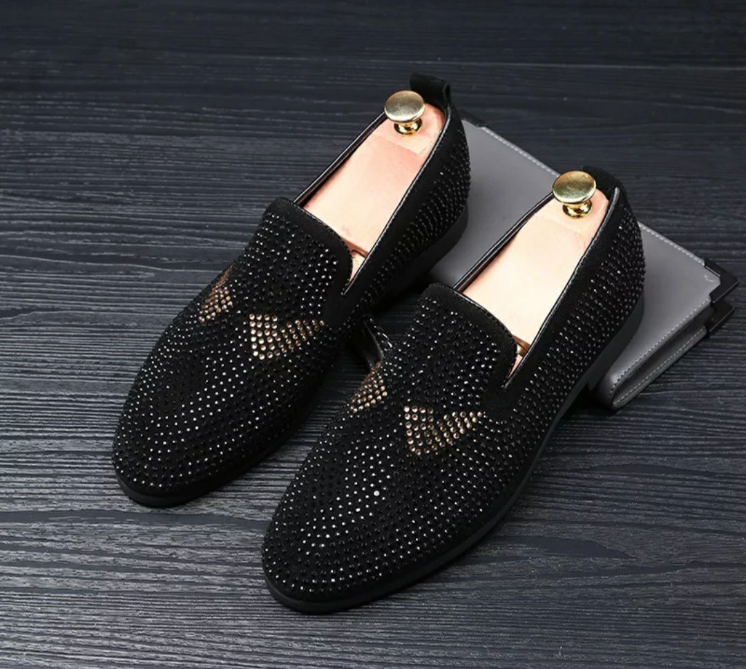 Mens black shop dress shoes loafers