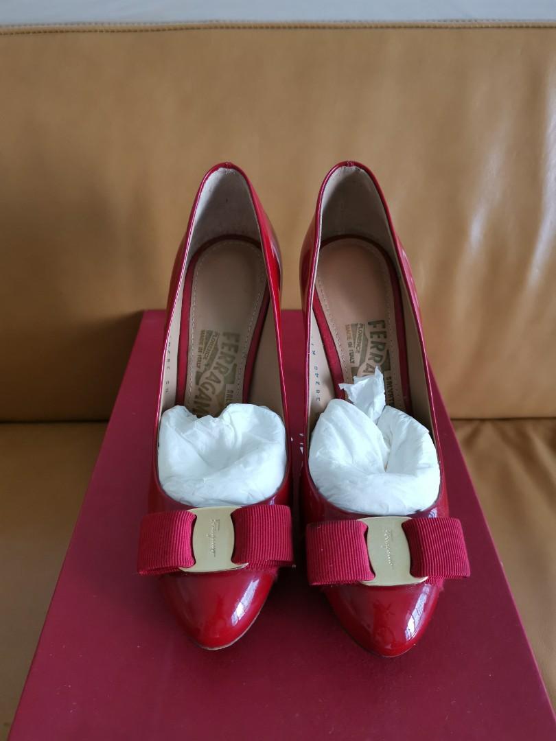 Ferragamo Patent Red Heels Size 4.5 