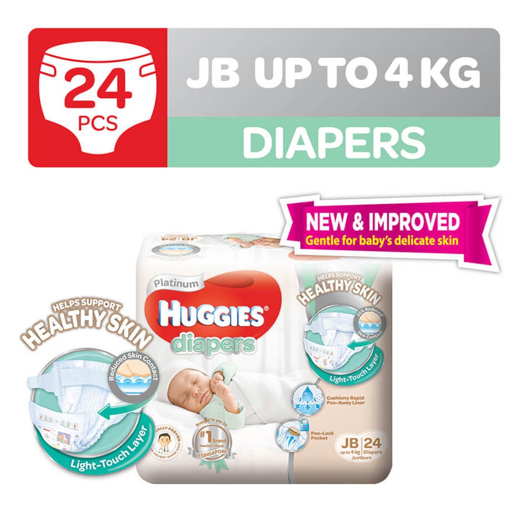 Huggies Platinum Diapers Justborn JB 16s Babies Kids Bathing