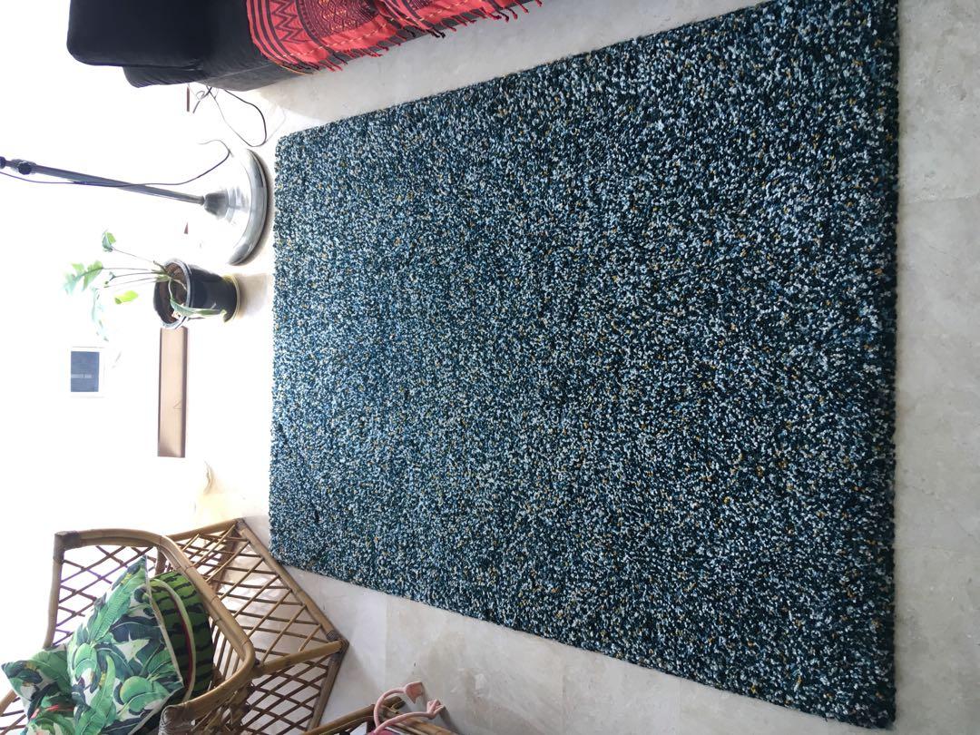 Ikea Vindum Blue White Yellow Rug Furniture Home Decor Others On Carousell