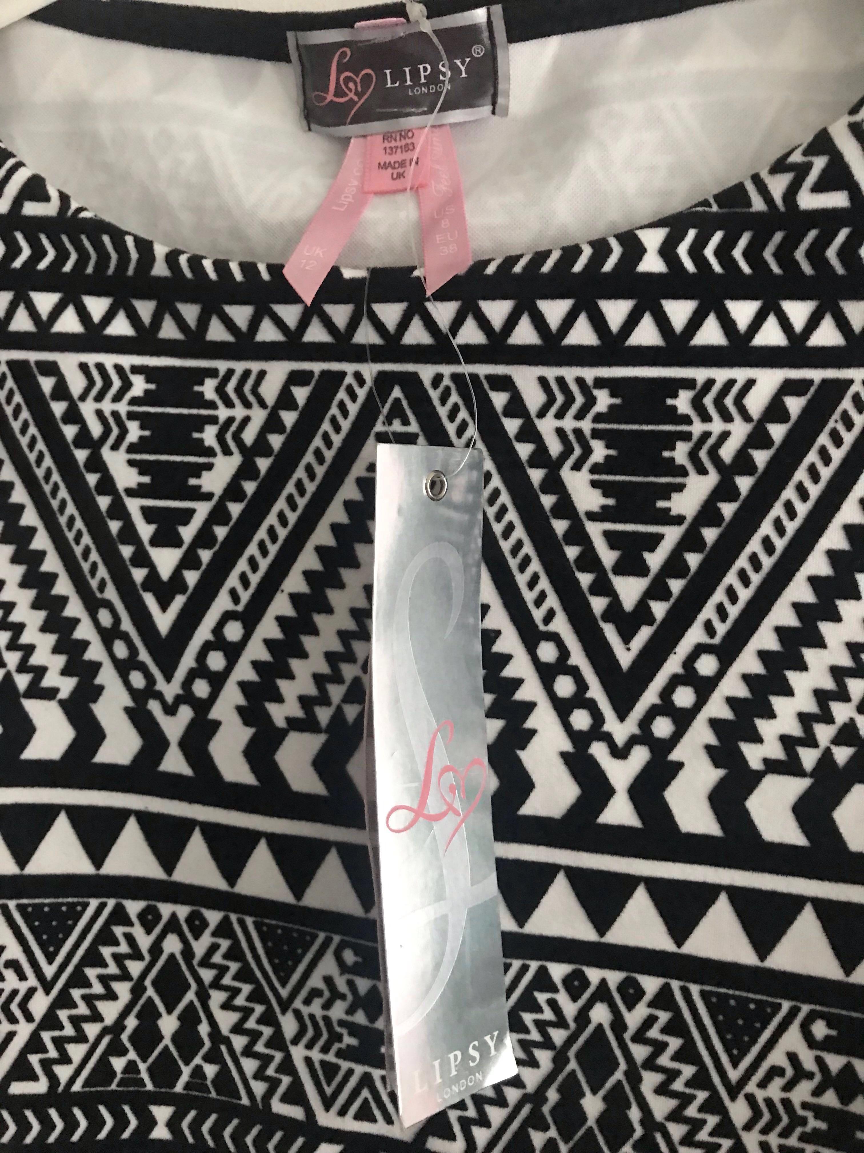Lipsy black white patterned sleeveless dress, Women's Fashion, Tops,  Sleeveless on Carousell