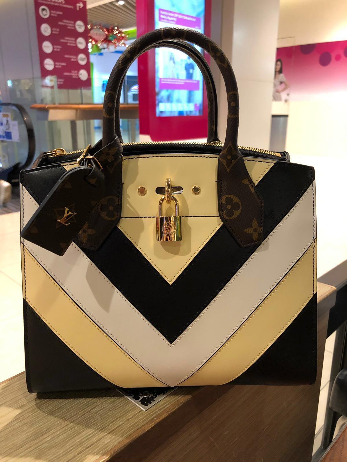 Louis Vuitton Pink/Cream Taurillon Leather and Python City Steamer