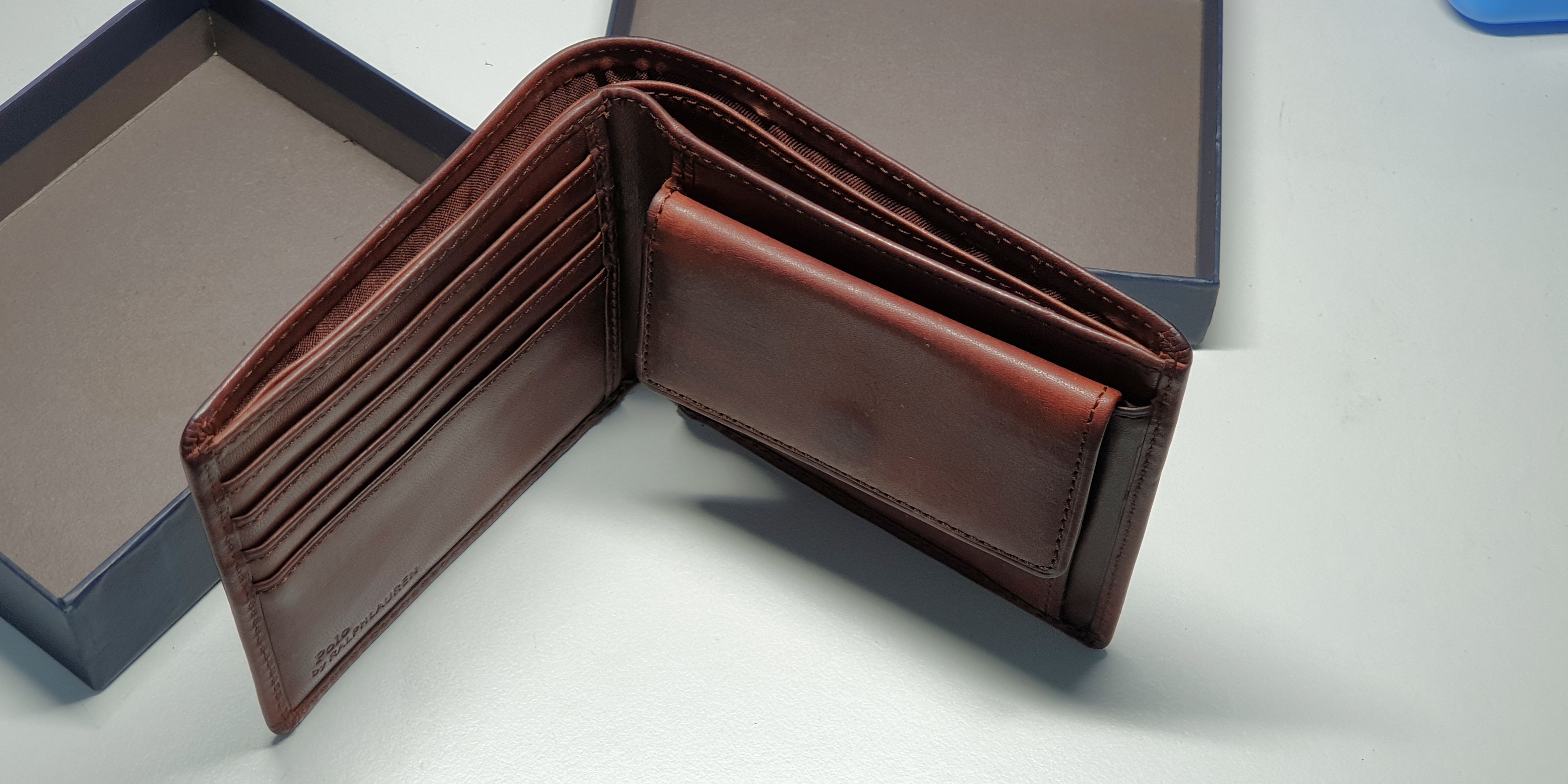 Lauren Ralph Lauren Mens Trifold Smoother Leather Brown Wallet