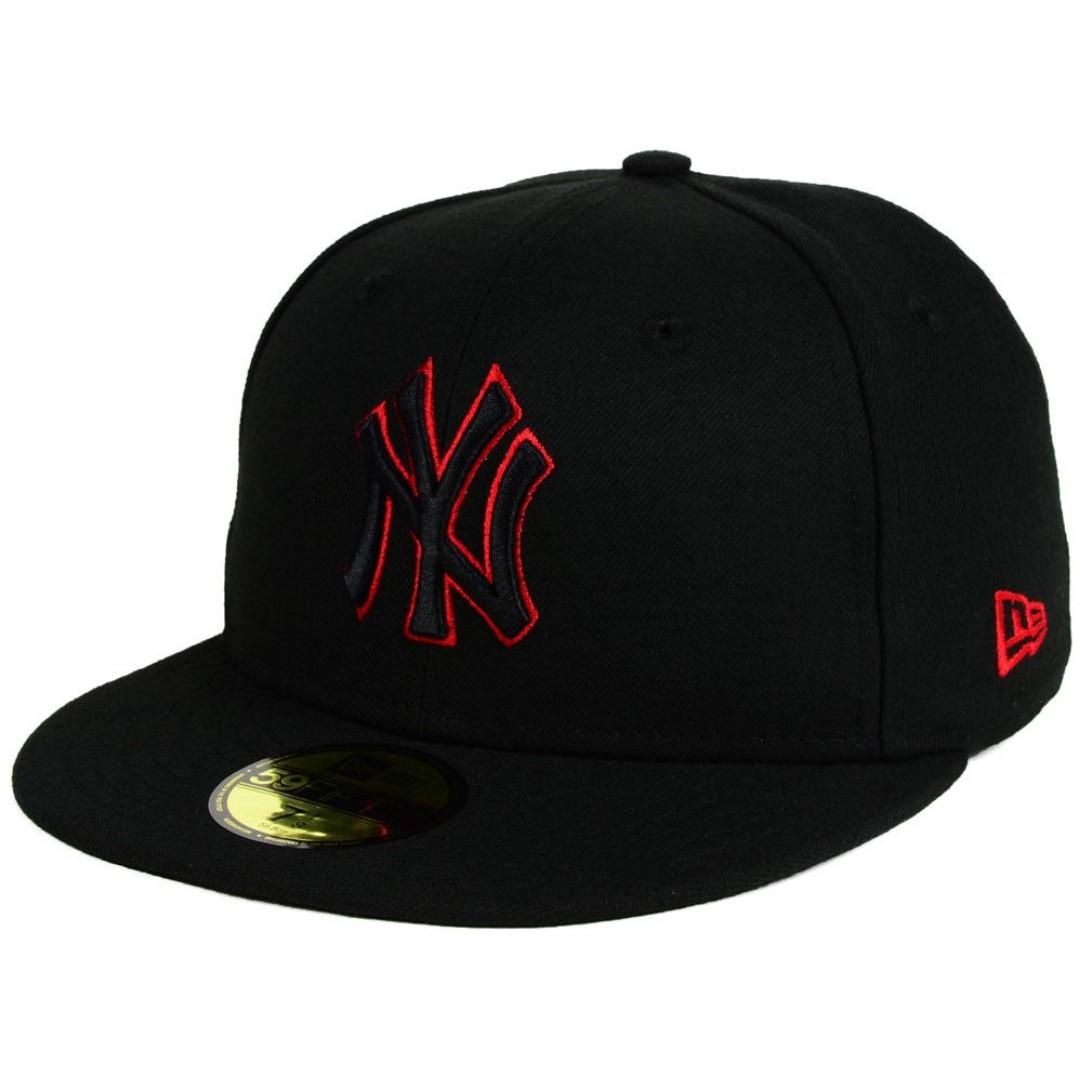 red and black new york yankees hat off