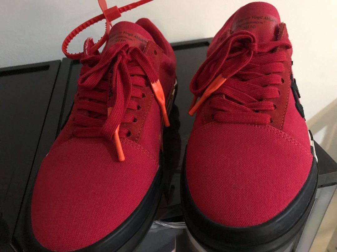 Off White Low Vulc Red Color Men s Fashion Footwear Sneakers