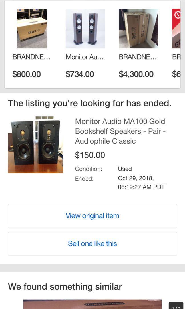 Rare Monitor Audio MA100 Gold Bookshelf Speakers, Audio, Soundbars