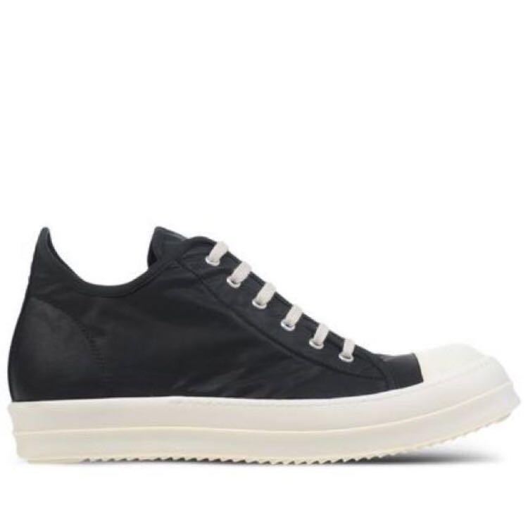 black leather low top trainers