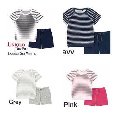 Uniqlo Dry Pile Lounge Set Kaos Celana Fesyen Wanita Pakaian