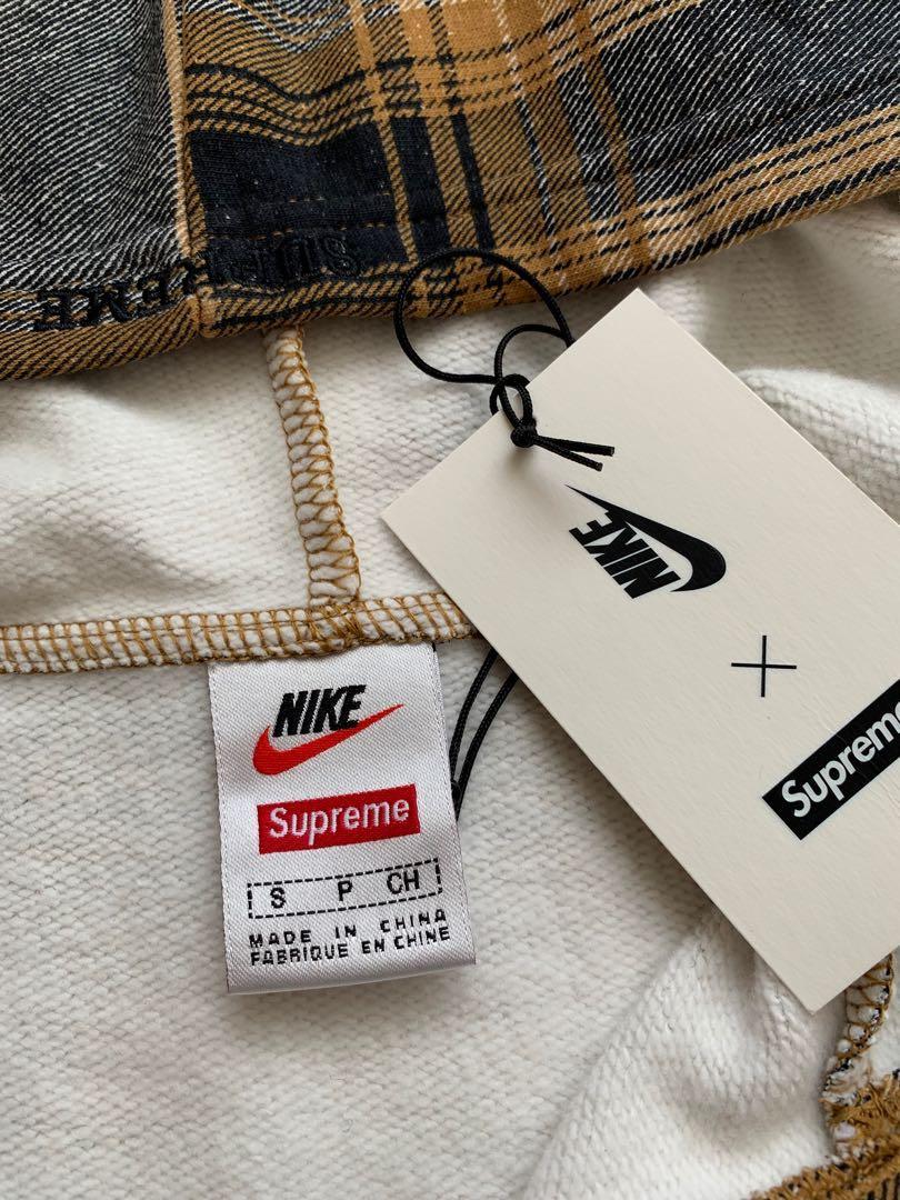 黃金細碼Supreme Nike plaid hooded sweatshirt, 男裝, 外套及戶外衣服
