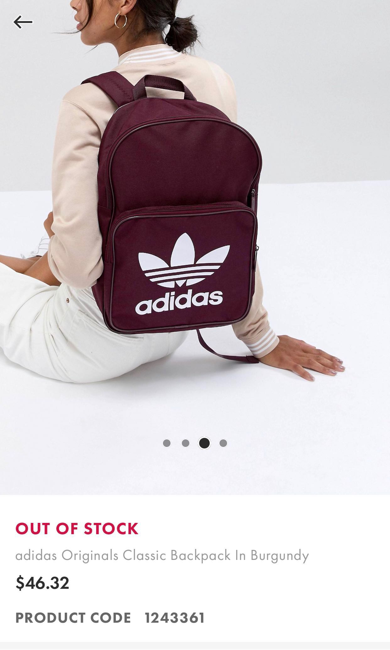 Adidas backpack in Burgundy, Women's 