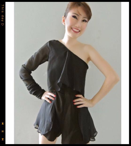 one shoulder black playsuit