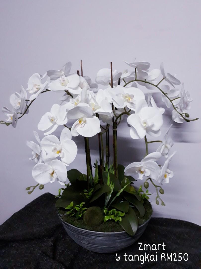 Gubahan Bunga Orkid Tiruan Artificial Orchid Flower Latex Home Furniture Home Decor On Carousell