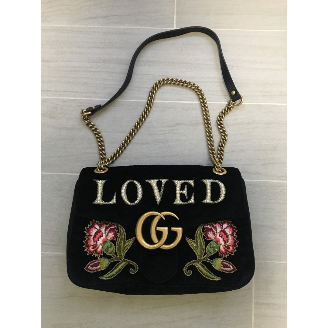gucci black velvet bag