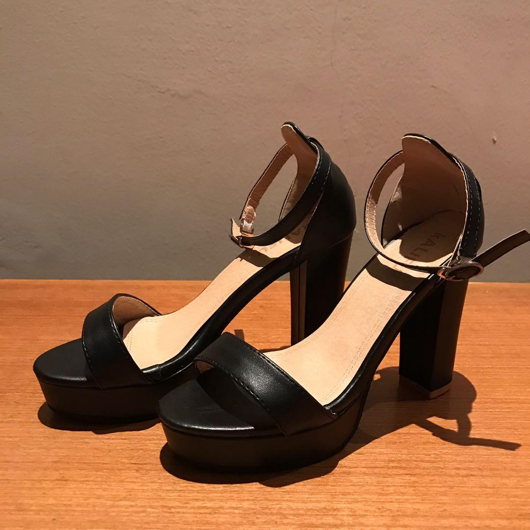 High Heels Hitam Polos Fesyen Wanita Sepatu Di Carousell
