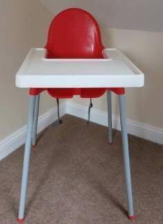 red ikea high chair