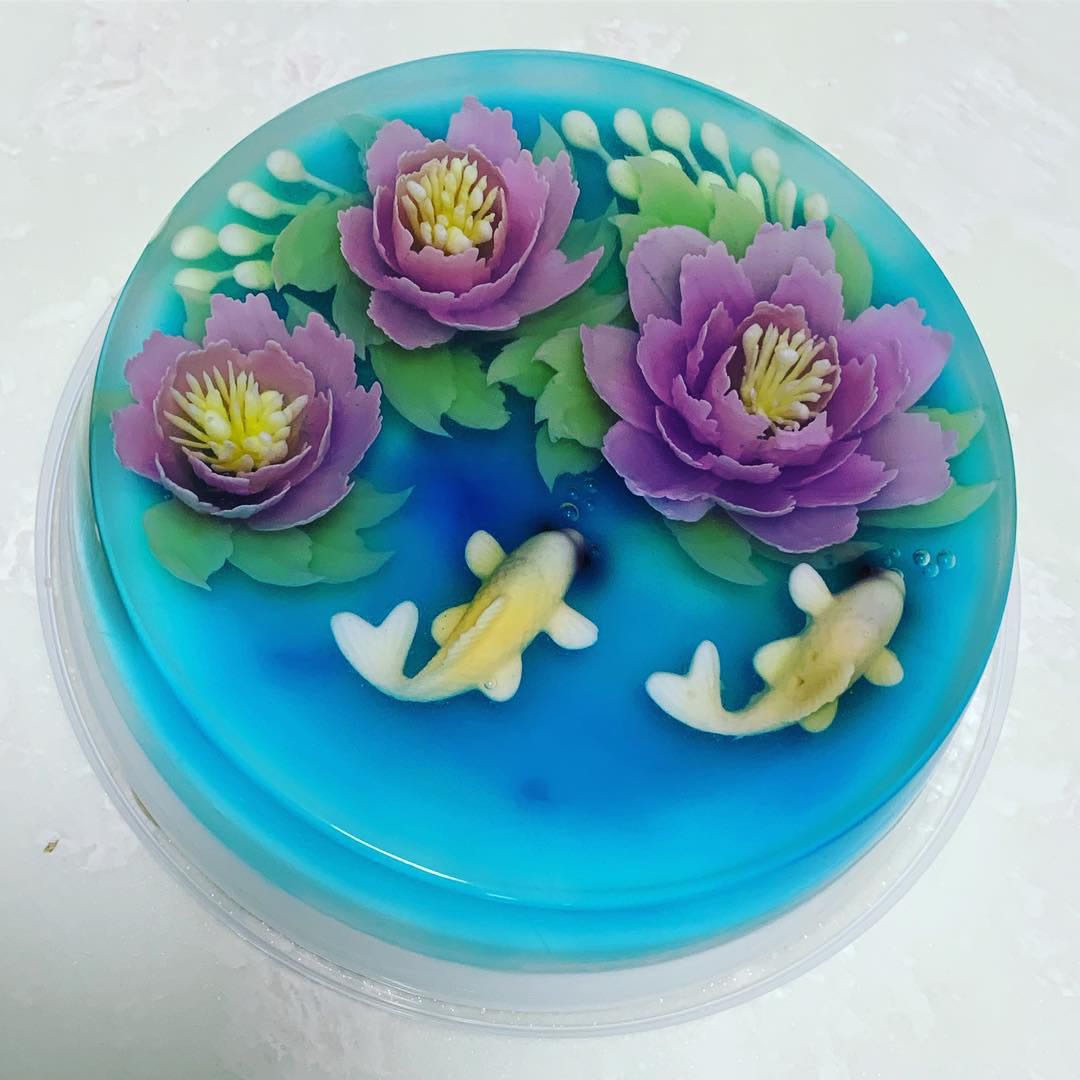 Koi Fish With 3d Flower Jelly Cake Food Drinks Instant Food On Carousell