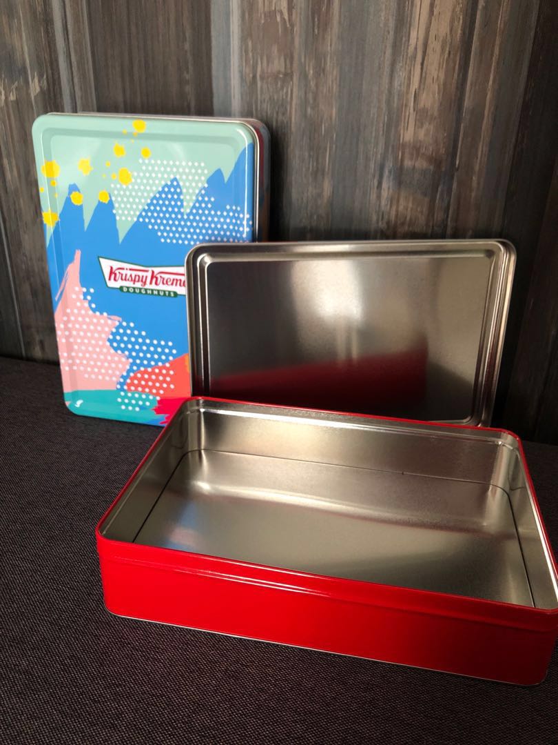 Krispy kreme tin container storage, Everything Else on Carousell