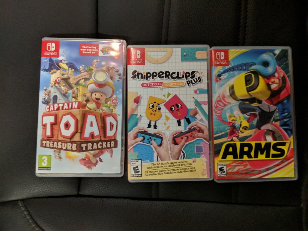 Nintendo Switch Games Captain Toad Arms Snipperclips Toys Games Video Gaming Video Games On Carousell