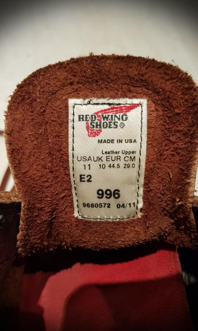 RED WING 996 Work Boot Tobacco. Sz US11 UK10 EU44.5 width E2