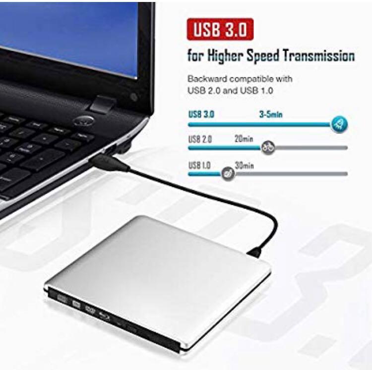 TOPELEK External Bluray Drive, USB 3.0 External Blu Ray Player Writer