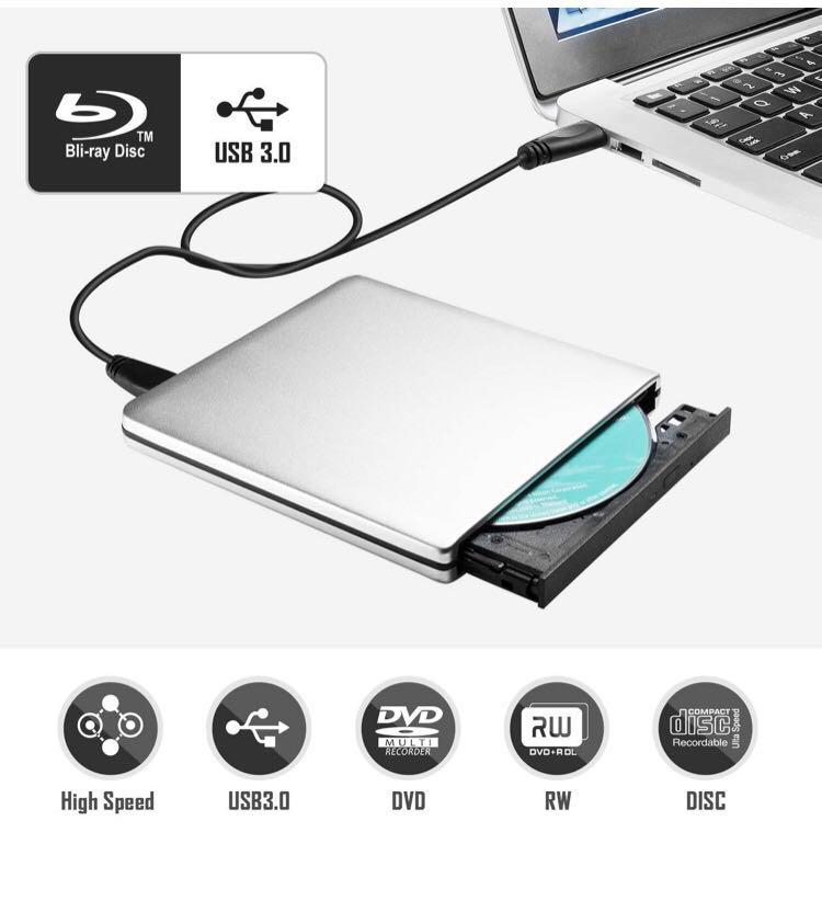 TOPELEK External Bluray Drive, USB 3.0 External Blu Ray Player Writer