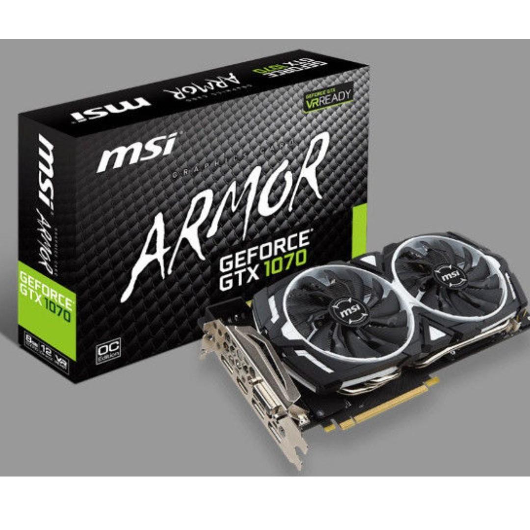 Used Msi Gtx 1070 Armor 8gb Oc Electronics Computer Parts Accessories On Carousell