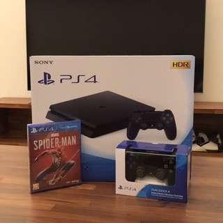 全新 play station ps4 slim 多送一隻搖桿及蜘蛛人遊戲片