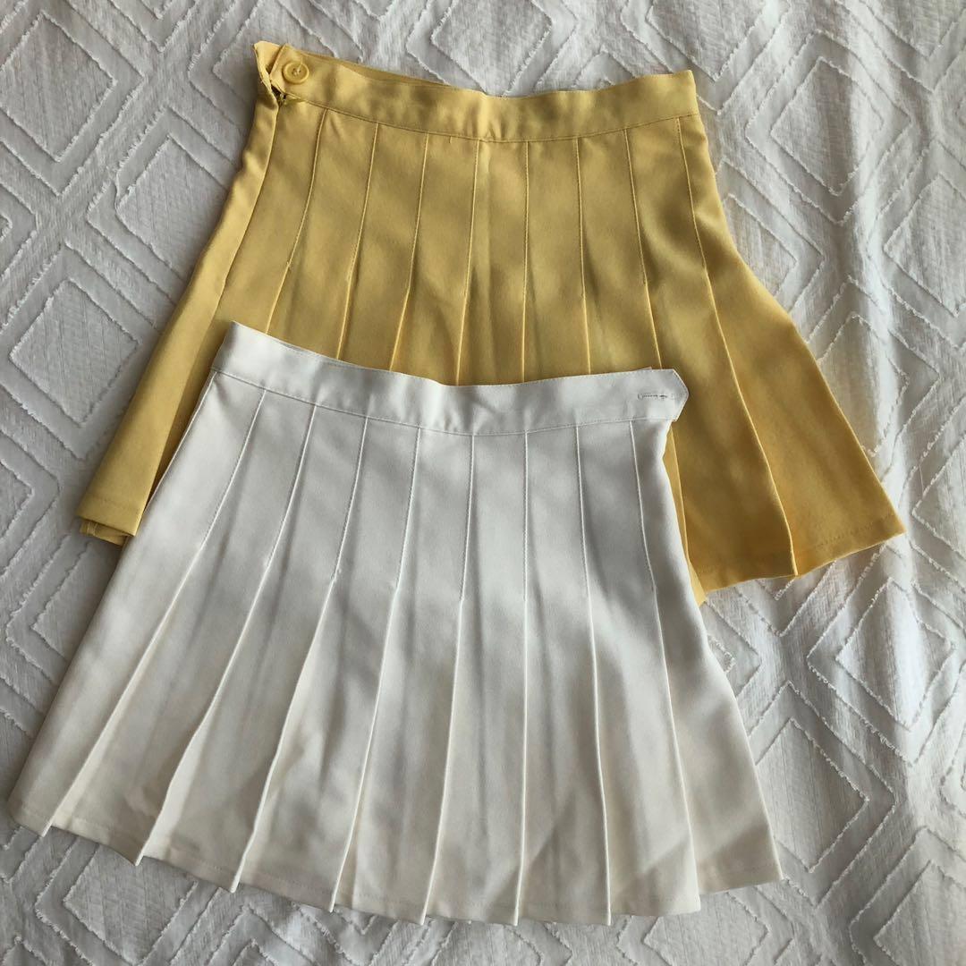 White pleated mini skirt american apparel cheap