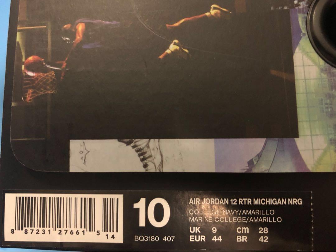 Air jordan 12 hotsell rtr michigan nrg