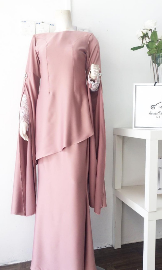 Belacan pink baju kurung Baju Peach